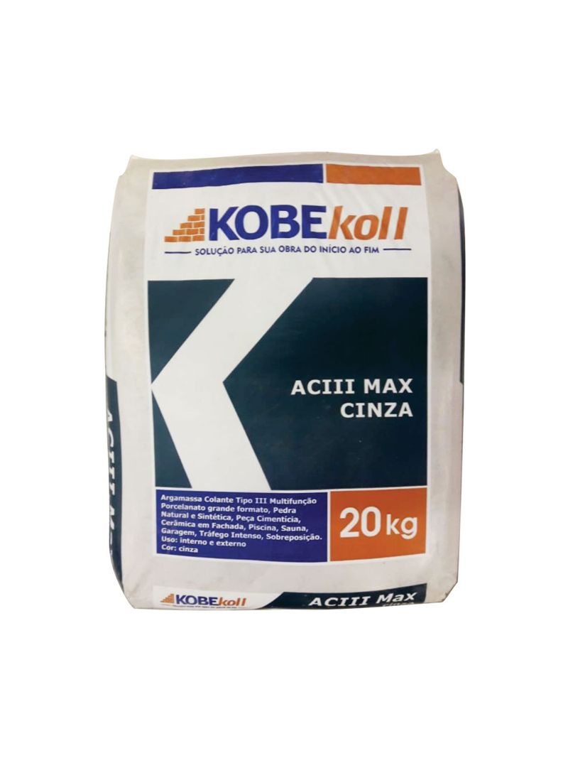 Argamassa-ACIII-Max-Grandes-Formatos-20Kg-Kobekoll--Cinza