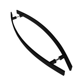 Puxador de Porta Curvo em Alumínio Maciço Preto 40mmx8mmx800mm Reis Inox