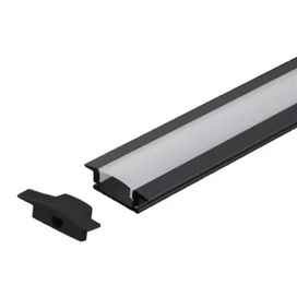 Perfil Alumínio Embutir Slim 2 Metros Preto e Branco Gaya