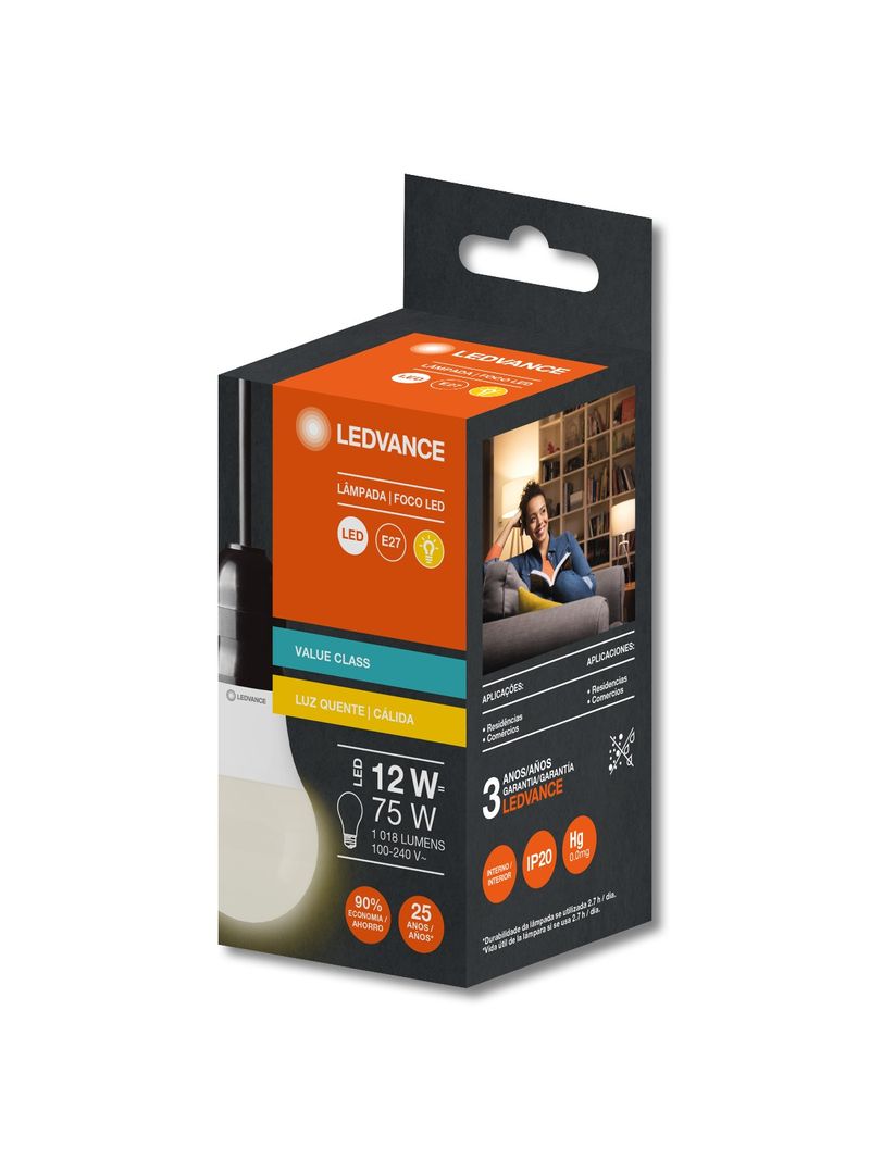 Lampada-Led-CLA75-12W-3000K-1018LM-E27-G9-Ledvance