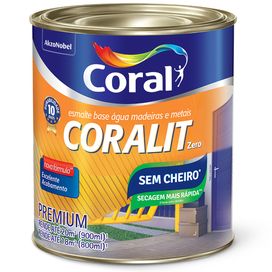 Tinta Esmalte Coralit Zero Acetinado 0,9L Branco Coral
