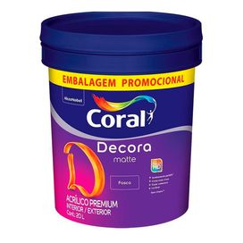 Tinta Acrilica Decora Fosco 20l Coral  Branca