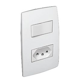Conjunto 4X2 Com 1 Interruptor Simples +1 Tomada 2P+T 10A Branco