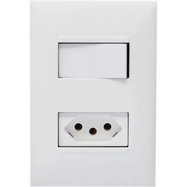 Conjunto 4x2 1 Simples + 2P + T 20A Branco Pial Plus+