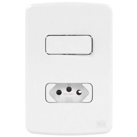 Conjunto 4x2 1Interruptor Simples 1Tomada 2P+T10A Branco Weg Composé
