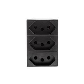 Módulo Tomada Tríplex 2P+T 10A Borne Automático Preto Plus+