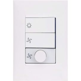 Conjunto Controle Ventilador Branco 4x2 Bivolt Plus+ Pial