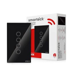 Interruptor 4x2 4M Touch WI-FI Smarteck Preto Steck