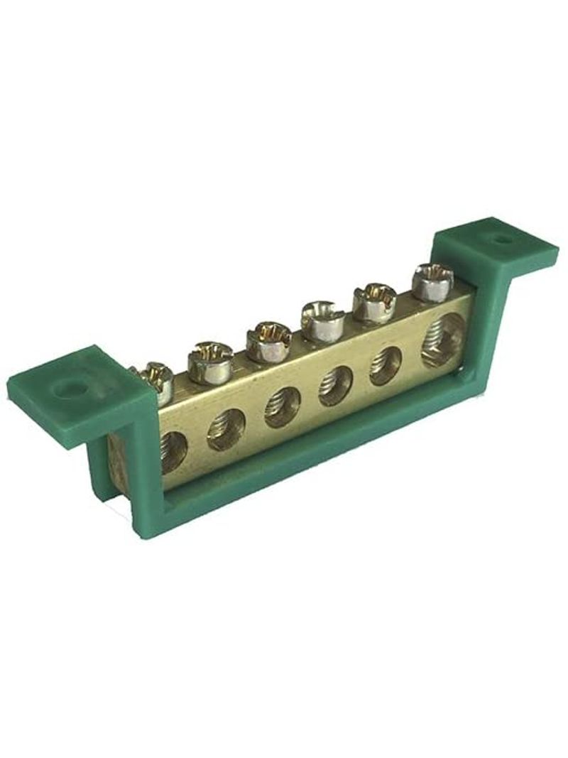 Barramento-Terra-6-Terminais-Fixacao-70mm-Verde-Steck