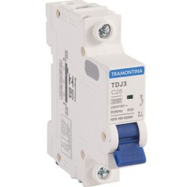 Minidisjuntor TDJ3-1C25 1P 25A 3KA Cinza Claro Tramontina