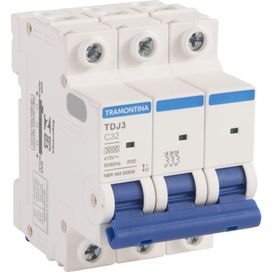 Minidisjuntor TDJ3-3C32 3P 32A 3KA Cinza Claro Tramontina