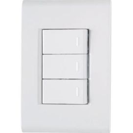 Conjunto 4x2 com 3 Interruptores Simples 10A 250V Branco Liz Tramontina