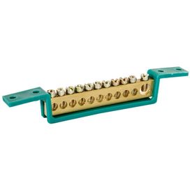 Barramento Terra 11 Terminais Fixação 89mm e 119mm Verde Steck