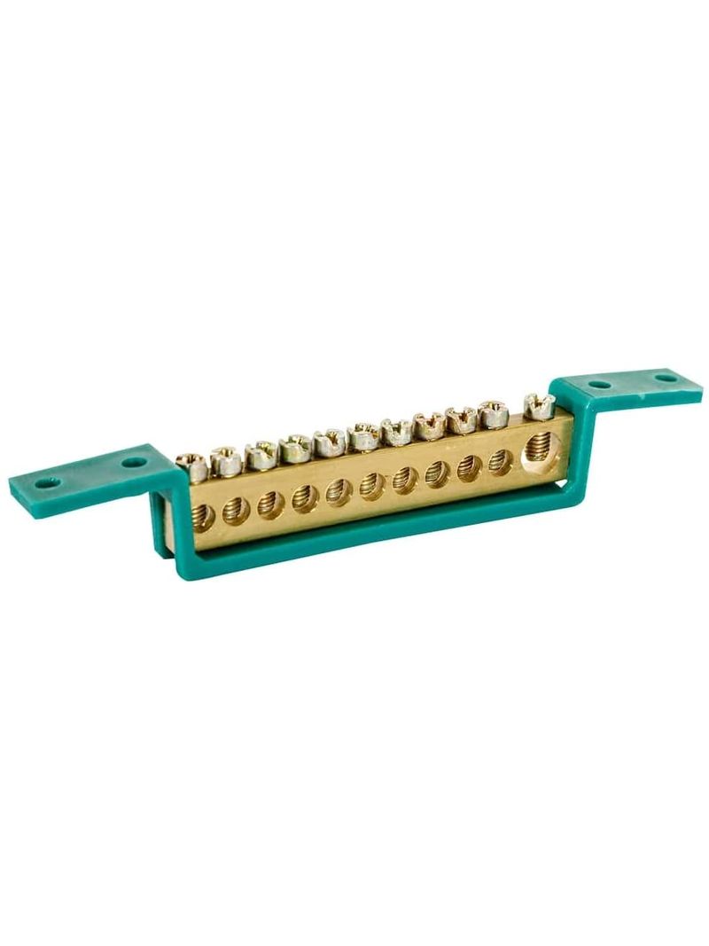 Barramento-Terra-11-Terminais-Fixacao-89mm-e-119mm-Verde-Steck