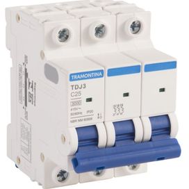 Minidisjuntor TDJ3-3C25 3P 25A 3KA Cinza Claro Tramontina