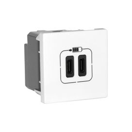 Módulo Carregador 2 USB Tipo C+C Branco Pial
