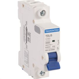 Minidisjuntor TDJ3-1C50 1P 50A 3KA Cinza Claro Tramontina