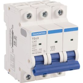 Minidisjuntor TDJ3-3C40 3P 40A 3KA Cinza Claro Tramontina