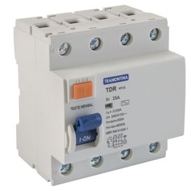 Interruptor TDR-25 4P 3P+N 25A 30MA 6KA Cinza Claro Tramontina