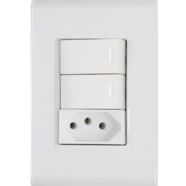 Conjunto 4x2 com 2 Interruptores Simples e 1 Tomada 2P+T 10A Branco Tramontina