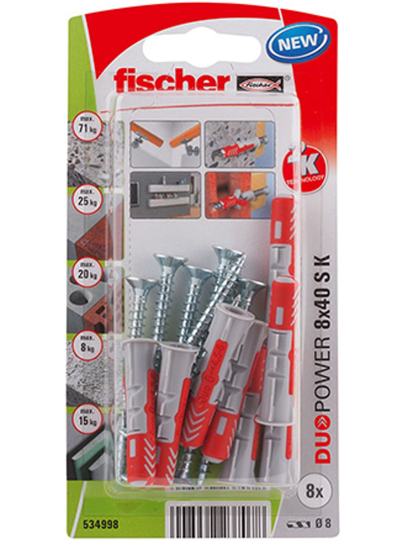 Bucha-Duopower-com-Parafuso-8x40-com-10-Unidades-Cinza-Fischer