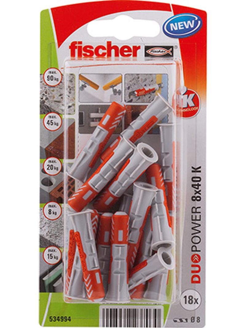 Bucha-Duopower-8x40-com-10-Unidades-Cinza-Fischer