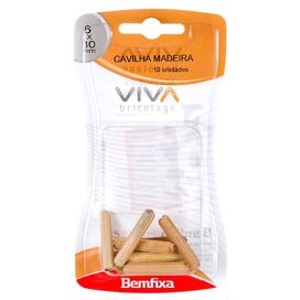 Cavilha de Madeira 6X30mm 10 Peças Marfim Bemfixa
