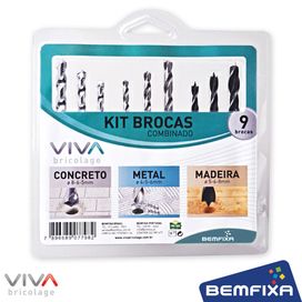 Kit Broca Combinado Com 9 Peças Bemfixa