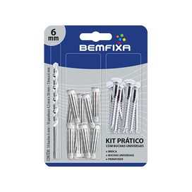 Kit Prático com Bucha Universal 6mm Bemfixa