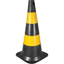 Cone Sinalização Polietileno Preto e Amarelo 75cm Vonder