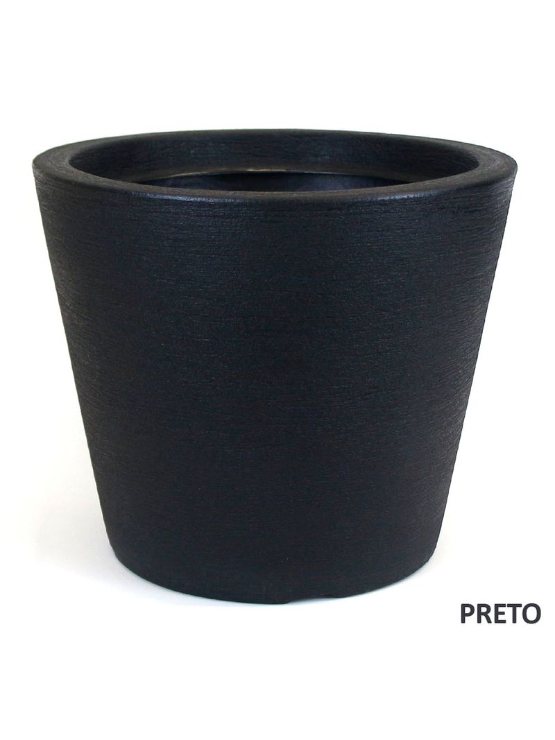 Vaso-Cone-Baixo-Riscatto-Polietileno-Grande-Preto-Vouga-Decor