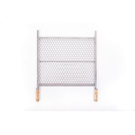 Grelha Moeda com Cabo de Madeira 80x50cm em Aço Inox N6 Queiroz