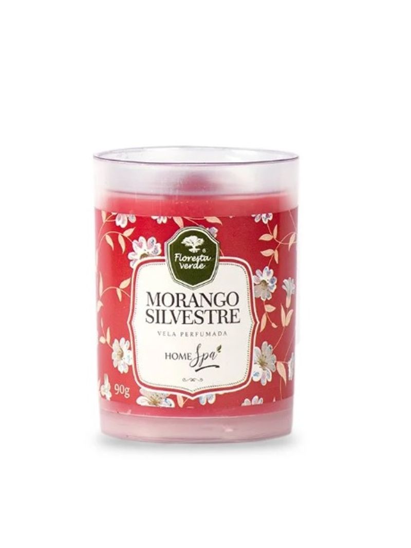Vela-Perfumada-em-Copo-de-Morango-Silvestre-Vermelho-90g--Floresta-Verde