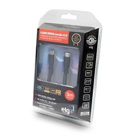 Cabo HDMI com 2 Conectores 2.0V 3D Ready 4K 3M Preto ELG