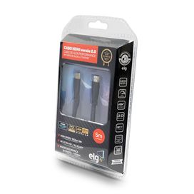 Cabo HDMI com 2 Conectores 2.0V 3D Ready 4K 5M Preto ELG