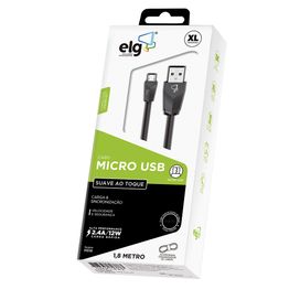 Cabo Micro USB Recarga/Sincronização 1,8M Preto ELG