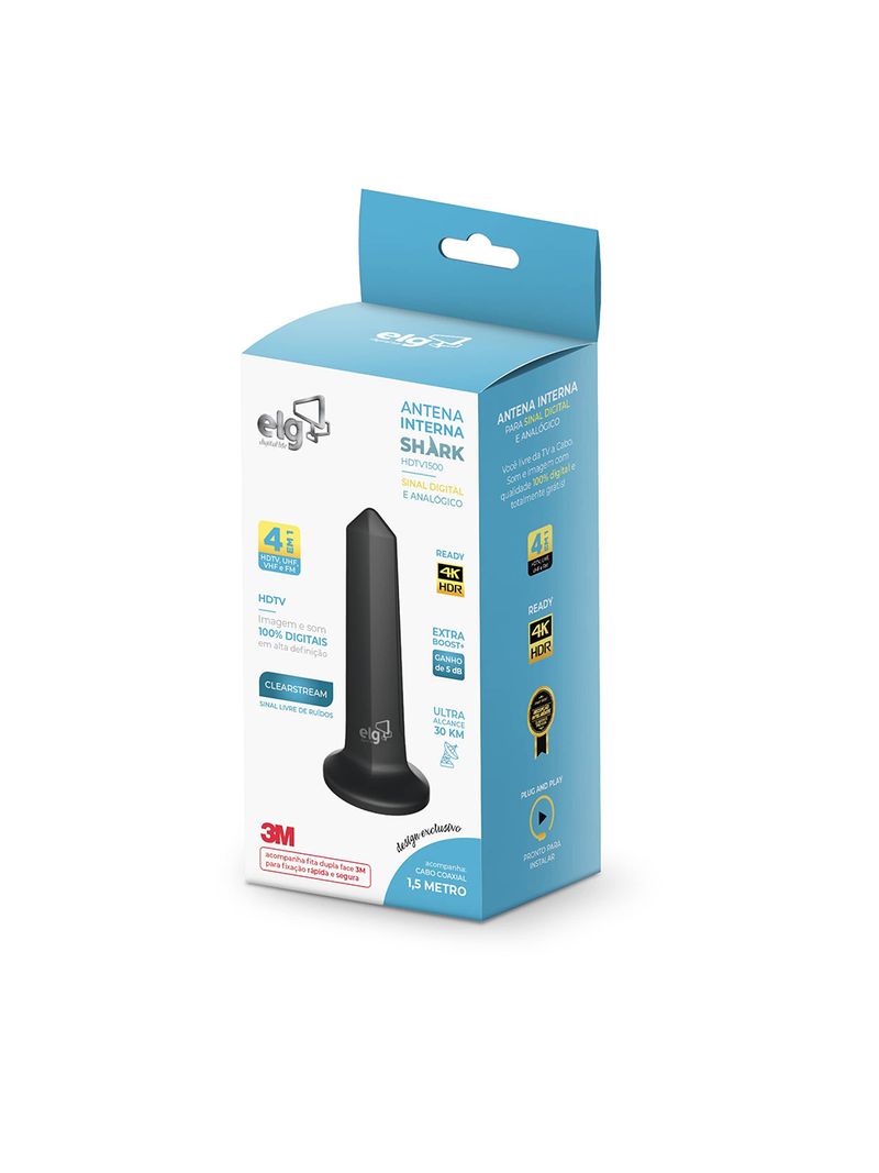 Antena-Interna-Shark-4K-HDR---HDTV---UHF--VHF--FM-Preto-ELG