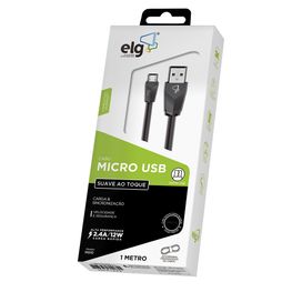 Cabo Micro USB Recarga/Sincronização 1M Preto ELG