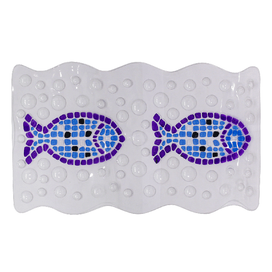 Tapete de Box Aqua Spa Retangular Peixe 59x34cm Incolor/Azul Komeco