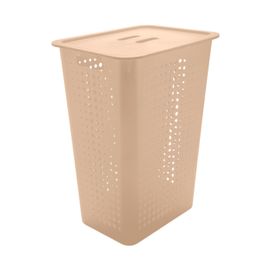 Cesta de Roupas 47 Litros com Tampa Bege Martiplast