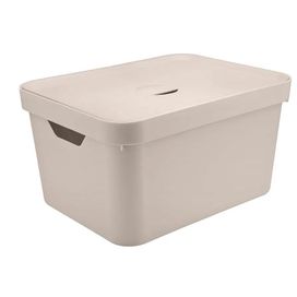 Caixa Organizadora Cube 32L com Tampa Bege Martiplast