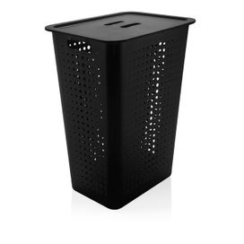 Cesta de Roupas com Tampa 47L Preto Martiplast