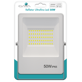 Refletor Led Ultrafino 50W 6500K Bivolt Branco Gaya