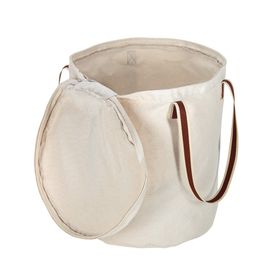 Cesto Organizador em Lona Natural com Fechamento Zíper Bege Tramontina