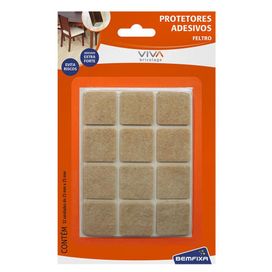 Feltro Adesivado Quadrado 25x25mm Marrom Bemfixa