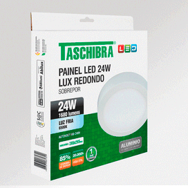 Painel de Led 30 Redondo Sobrepor 24W 6500K Taschibra
