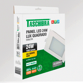 Painel Led de Embutir Quadrado 24W 3000K Taschibra
