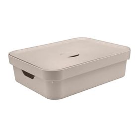 Caixa Organizadora Cube 16L com Tampa Bege Martiplast