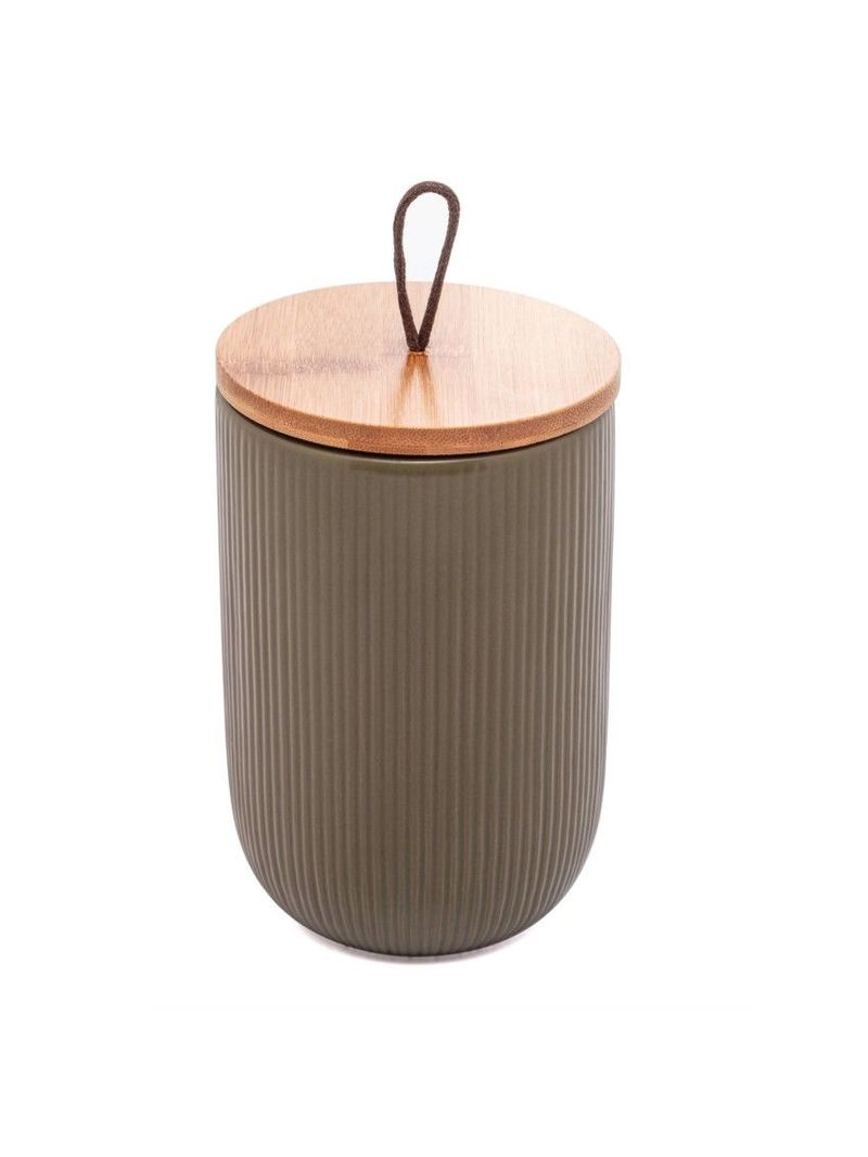 Potiche-Ceramica-com-Tampa-Bambu-10x15cm-Verde-Lyor