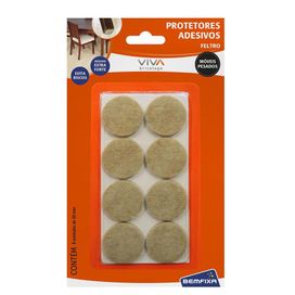 Feltro Adesivado Móveis Pesados 30mm Redondo Creme Bemfixa